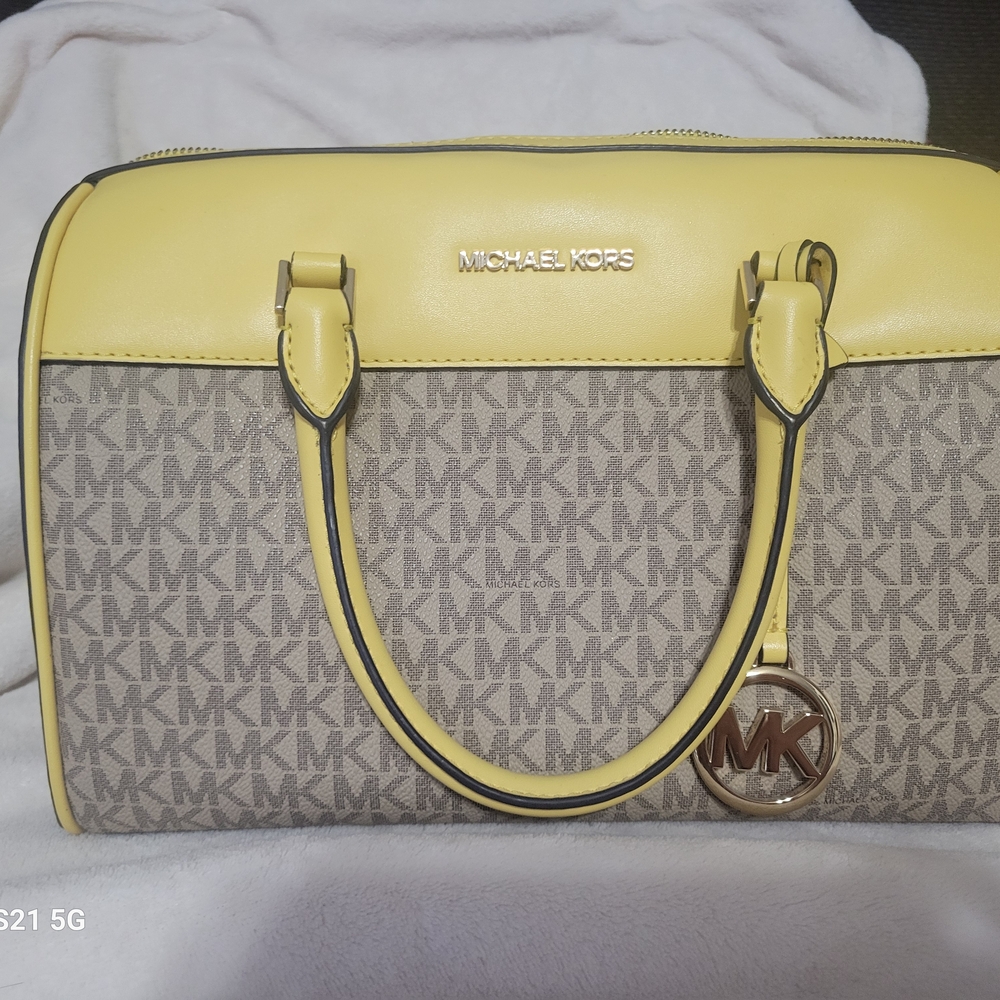 Michael Kors Yellow and Tan Signature Satchel
